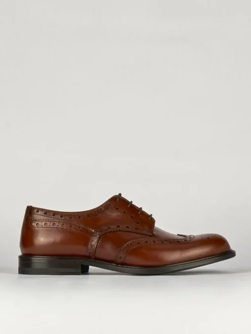 Stringate tacco 1cm pelle marrone