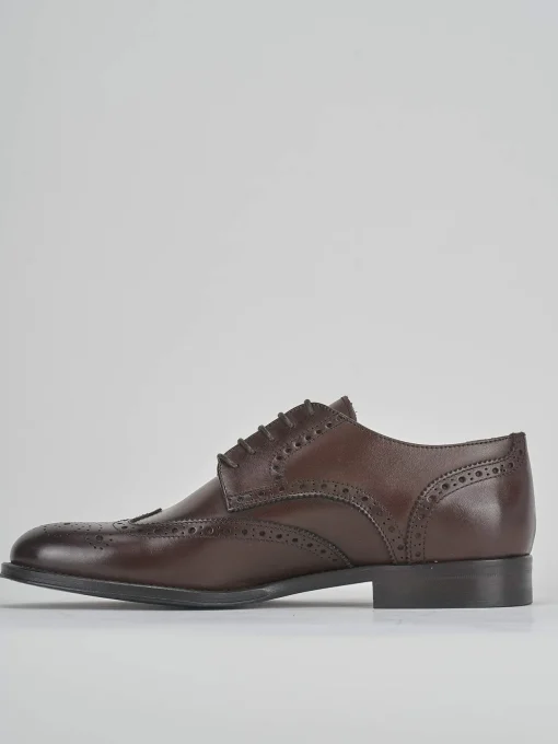 Stringate tacco 1cm pelle marrone