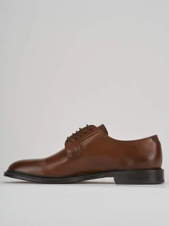 Stringate tacco 1cm pelle marrone