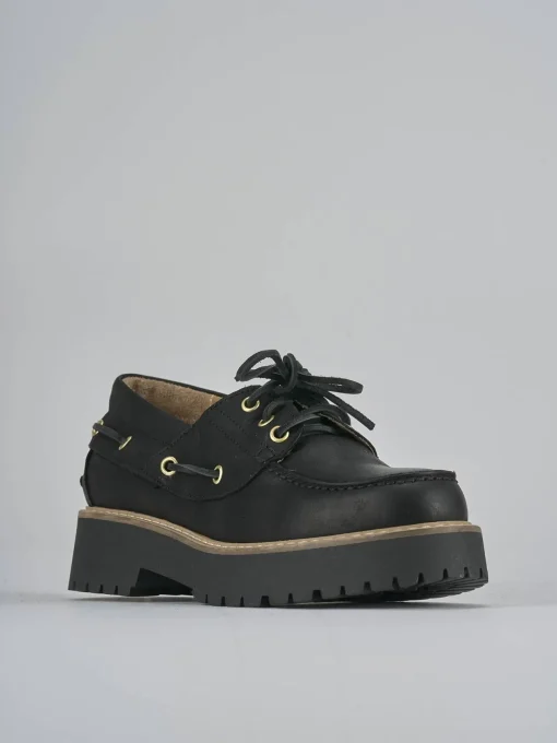 Stringate tacco 3cm pelle nero