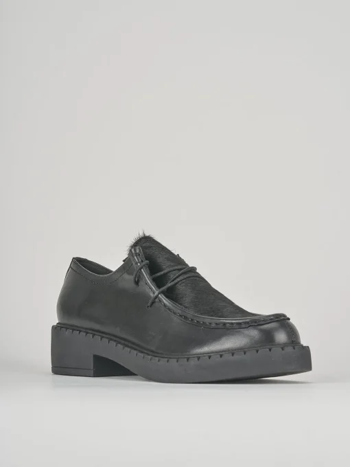 Stringate tacco 3cm pelle nero