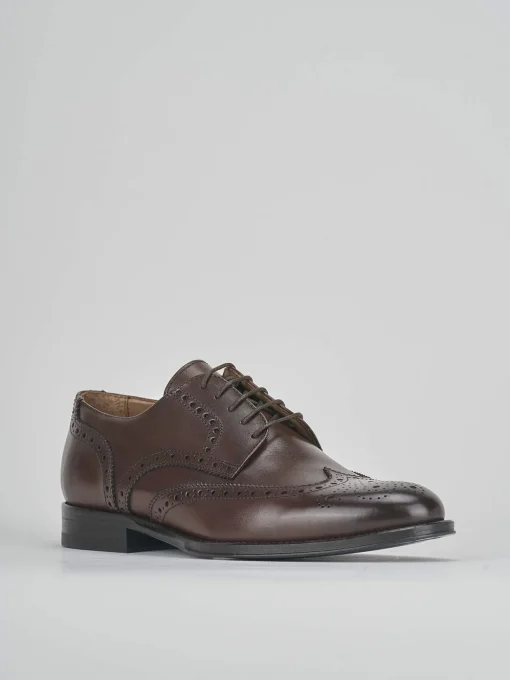 Stringate tacco 1cm pelle marrone