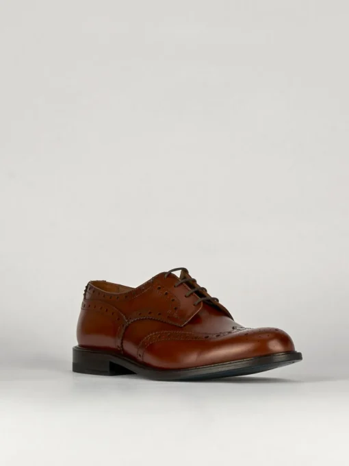 Stringate tacco 1cm pelle marrone