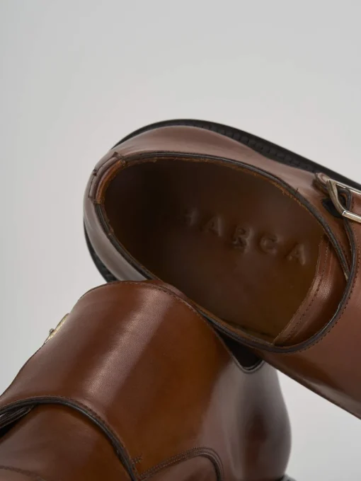 Stringate tacco 1cm pelle marrone