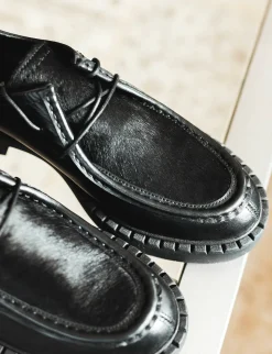 Stringate tacco 3cm pelle nero