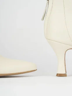 Tronchetto tacco 5 cm beige pelle