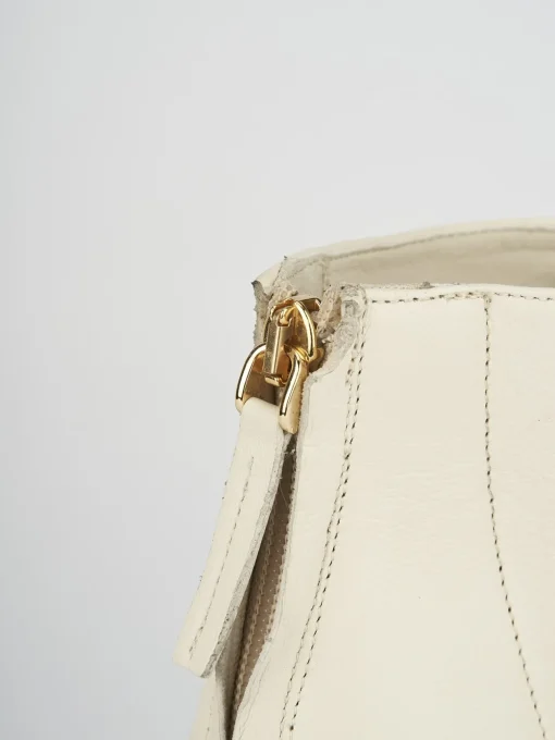 Tronchetto tacco 5 cm beige pelle