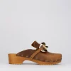 Zoccolo mules tacco 3cm marrone pelle