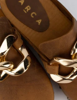 Zoccolo mules tacco 3cm marrone pelle