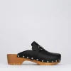 Zoccolo mules tacco 3cm nero pelle