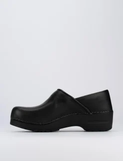 Zoccolo zeppa 2cm nero pelle