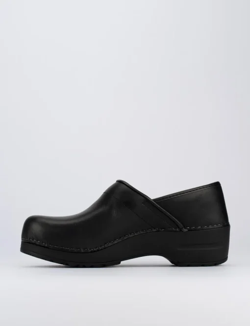 Zoccolo zeppa 2cm nero pelle